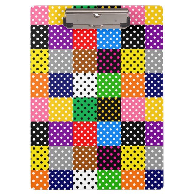 mehrfarbiges Patchwork Quilt Polka Dots Klemmbrett (Vorderseite)