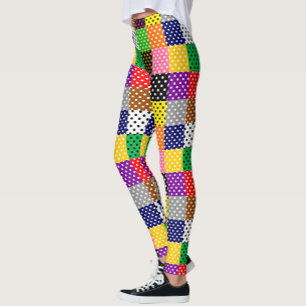 mehrfarbiges Patchwork Quilt Polka Dots Leggings