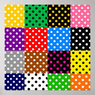 mehrfarbiges Patchwork Quilt Polka Dots Poster