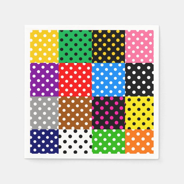mehrfarbiges Patchwork Quilt Polka Dots Serviette (Vorderseite)