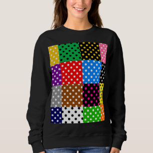 mehrfarbiges Patchwork Quilt Polka Dots Sweatshirt