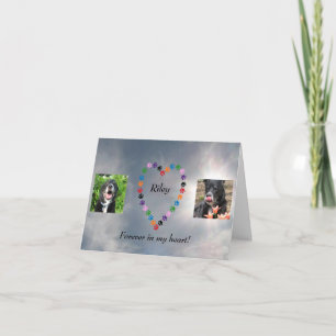 mehrfarbiges Paw Print Heart Dog Beileid Karte
