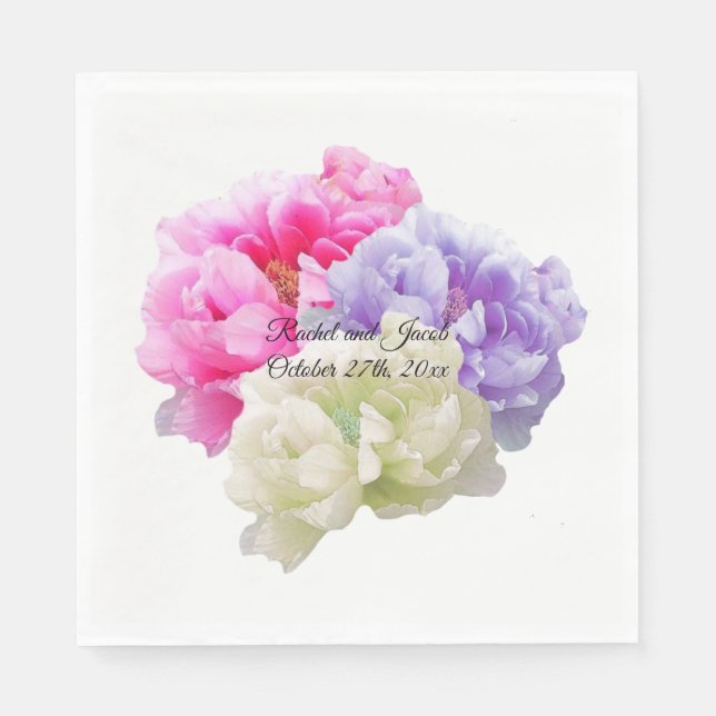 mehrfarbiges Peony Paper Napkins Serviette (Vorderseite)