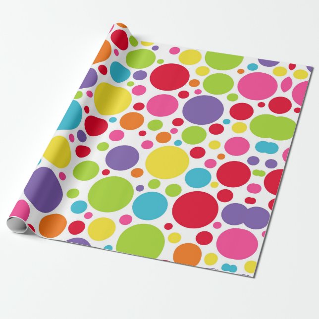 Mehrfarbiges Polka Dot Wrapping Papier Geschenkpapier (Ungerollt)