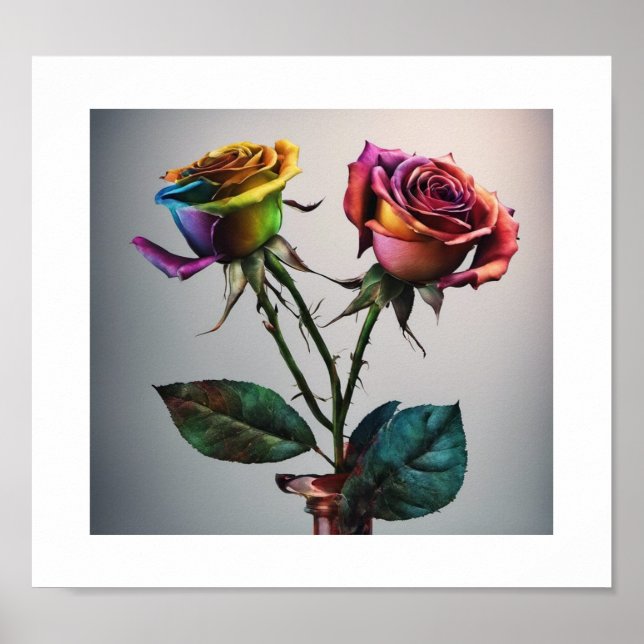 mehrfarbiges Rose-Poster Poster (Vorne)