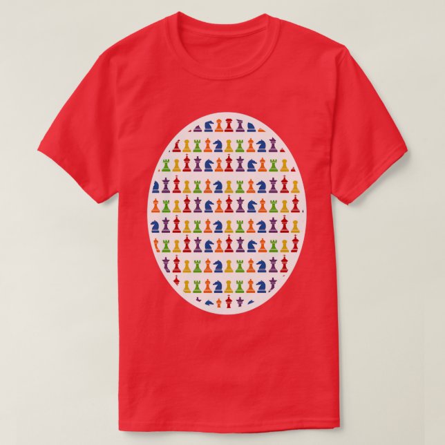 Mehrfarbiges Schachstück Design Größere Bildversio T-Shirt (Design vorne)