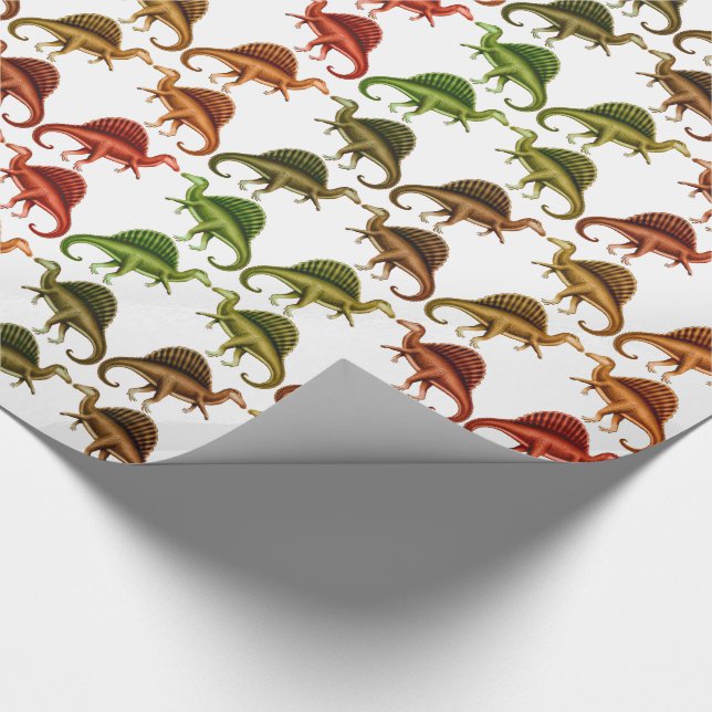 Mehrfarbiges Spinosaurus Dinosaurier-Packpapier Geschenkpapier (Ecke)