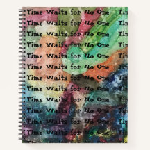 Mehrfarbiges Spiral Notebook...Zeit wartet auf ein