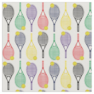 Mehrfarbiges Tennisracquet-Kugelmuster Stoff