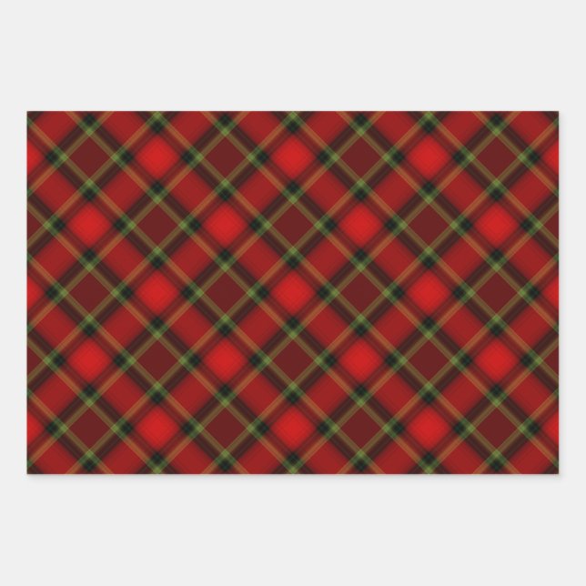 Mehrfarbiges und Kariertes Design Perfektes Weihna Geschenkpapier Set (Vorderseite)