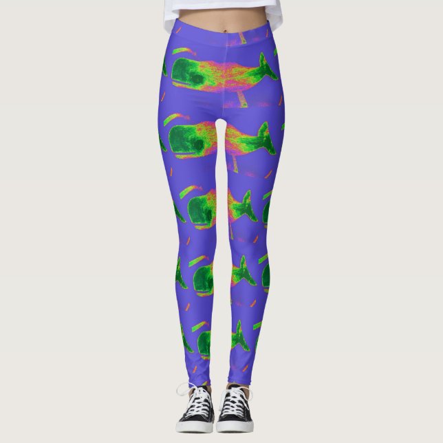 mehrfarbiges Walblau Leggings (Vorderseite)