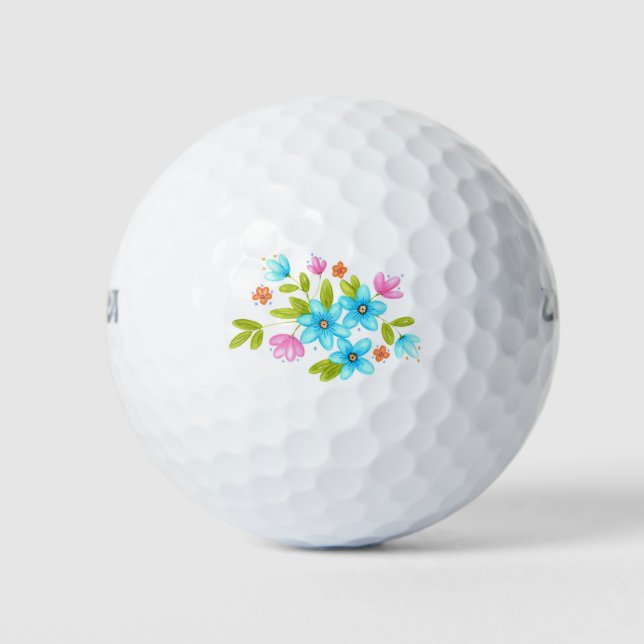 Mehrfarbiges WasserfarbenBouquet Golfball (Vorderseite)