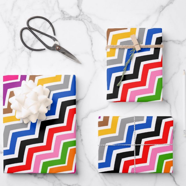 Mehrfarbiges Zigzag Zickzack Muster Geschenkpapier Set (Von Creator hochgeladen)
