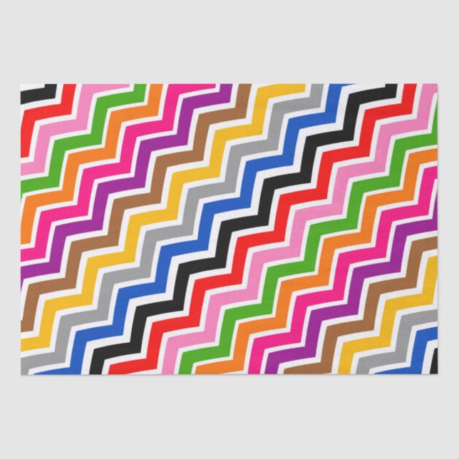 Mehrfarbiges Zigzag Zickzack Muster Seidenpapier (Vorderseite)