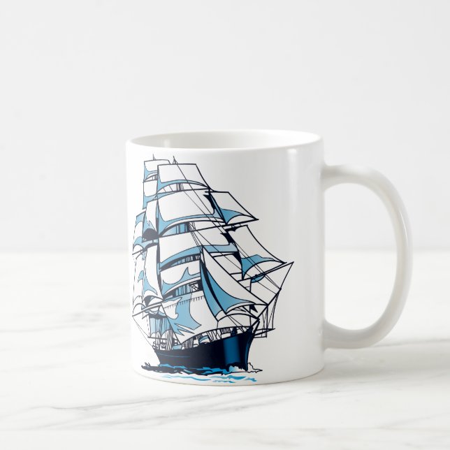 Mehrmast-Segelboote. Kaffeetasse (Rechts)
