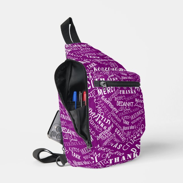 Mehrsprachig Vielen Dank, dass Sie Text individuel Crossbody Bag (Offen)