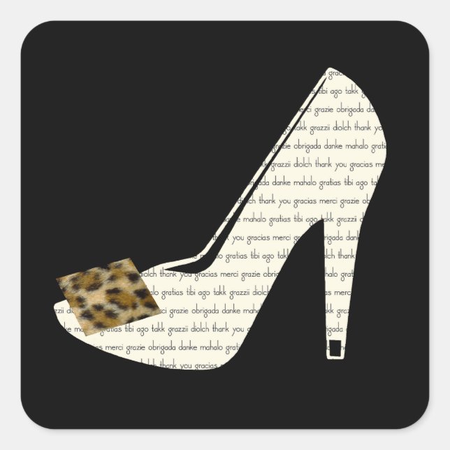 Mehrsprachig Vielen Dank Leopard Print Sticker (Vorderseite)