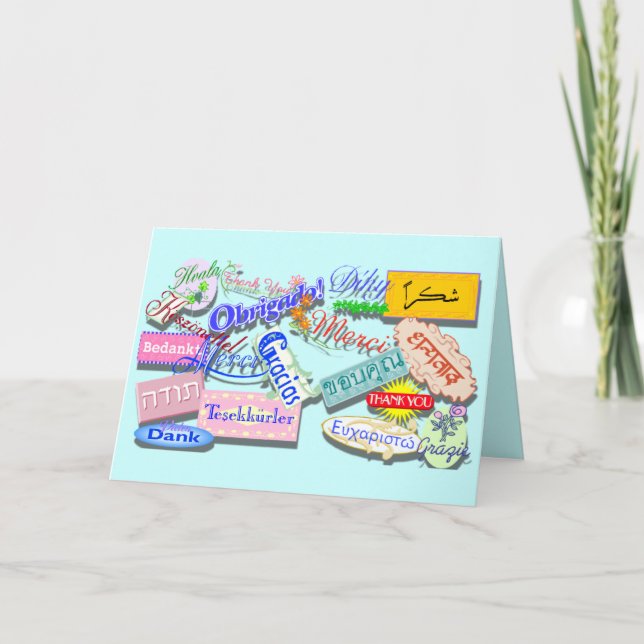 Mehrsprachige Danksagkarte Dankeskarte (Vorderseite)