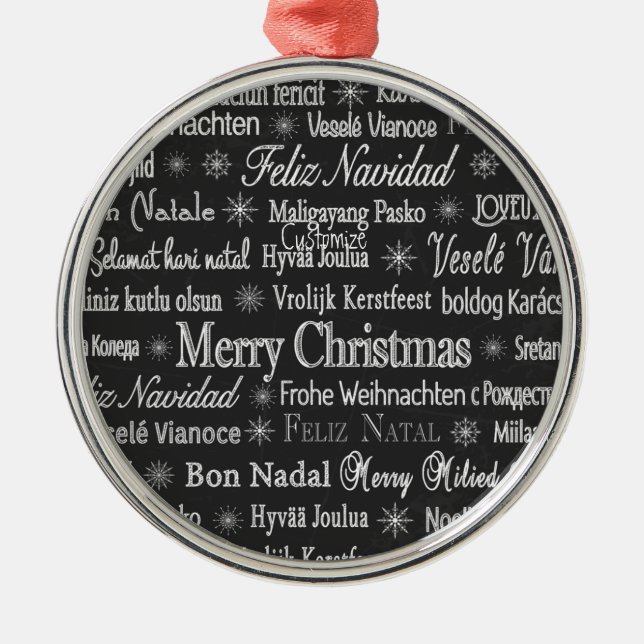 Mehrsprachige Frohe Weihnachts-Thunder_Cove Ornament Aus Metall (Vorne)
