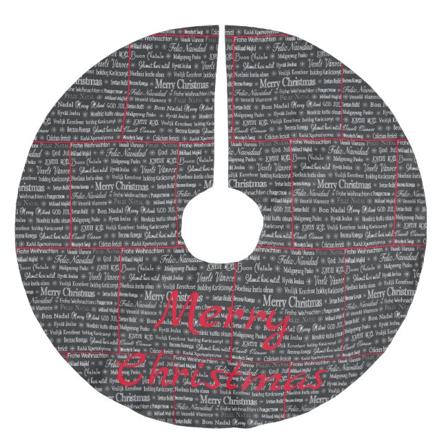 Mehrsprachige Frohe Weihnachts-Thunder_Cove Polyester Weihnachtsbaumdecke (Vorderseite)