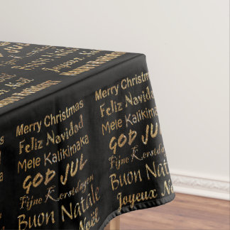 Mehrsprachige goldene Glitter-Weihnachtsgrüße  Tischdecke