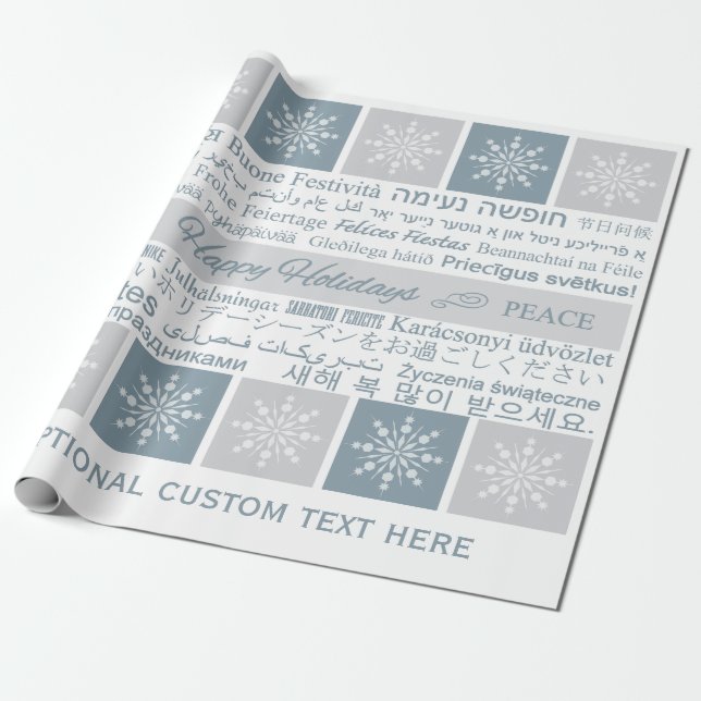 Mehrsprachige "Happy Holidays" Geschenkpackung Geschenkpapier (Ungerollt)