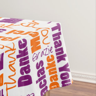 Mehrsprachige Lila Orange Vielen Dank Typografie Tischdecke