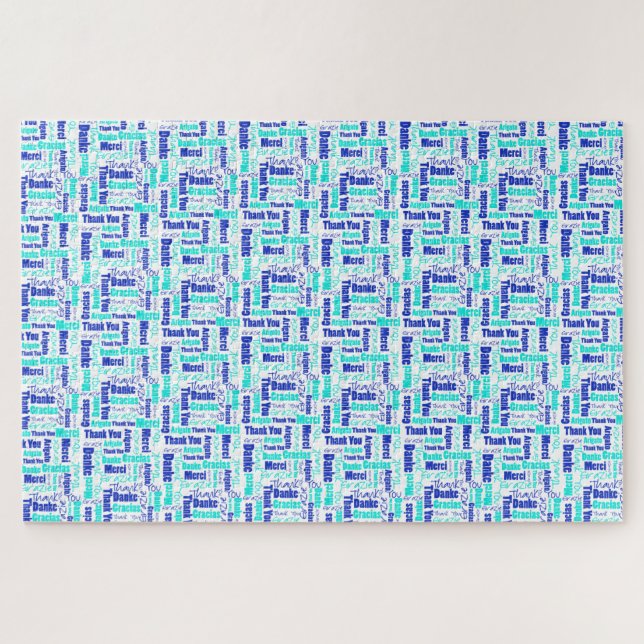 Mehrsprachige Typografie Vielen Dank Blues Puzzle (Horizontal)