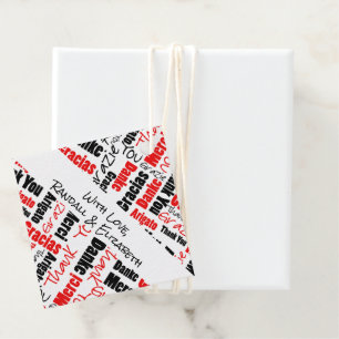 Mehrsprachiger Dank an Typografy Red Black Geschenkanhänger
