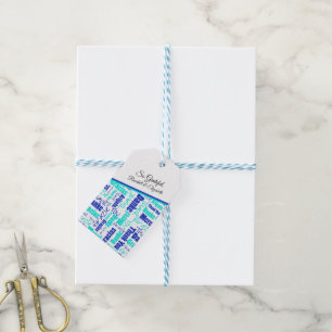 Mehrsprachiger Dank Typografie Blue Word Cloud Geschenkanhänger