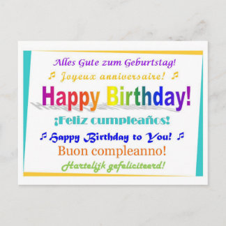 Mehrsprachiger Geburtstag Postkarte