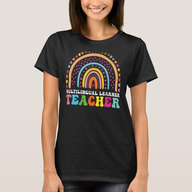 Mehrsprachiger Lerner Leopard Rainbow Multi T-Shirt (Vorderseite)