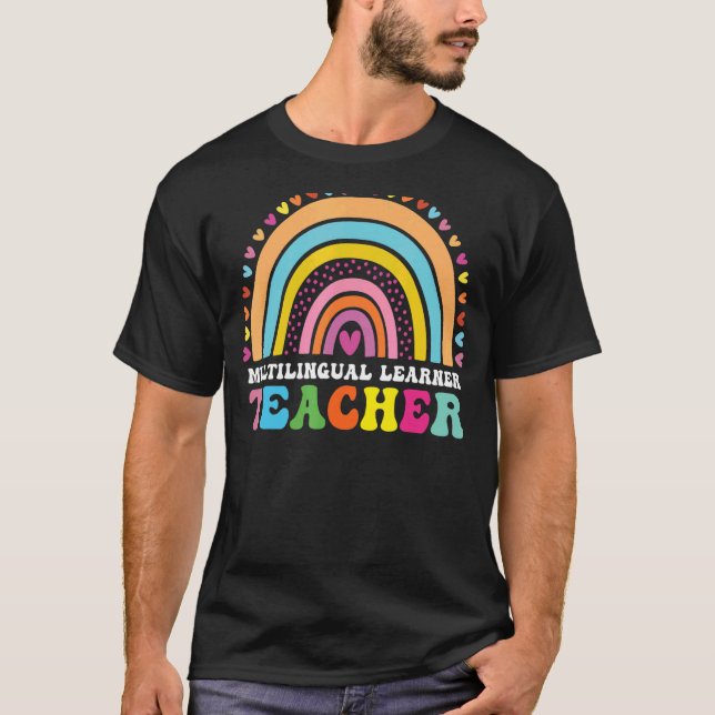 Mehrsprachiger Lerner Leopard Rainbow Multi T-Shirt (Vorderseite)