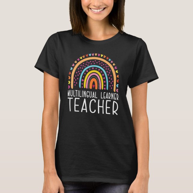 Mehrsprachiger Lerner Leopard Rainbow Multi T-Shirt (Vorderseite)