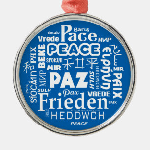 Mehrsprachiges Blau der Weihnachtsdekoration Silbernes Ornament