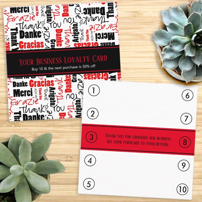 Mehrsprachiges Dankeschön an die Loyalität Quadratische Visitenkarte (Von Creator hochgeladen)