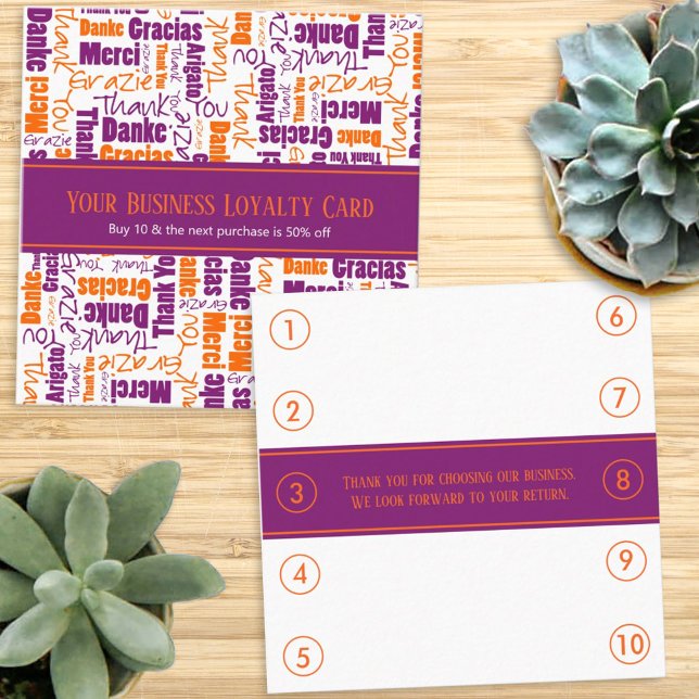 Mehrsprachiges Dankeschön an die Loyalität Quadratische Visitenkarte (Von Creator hochgeladen)