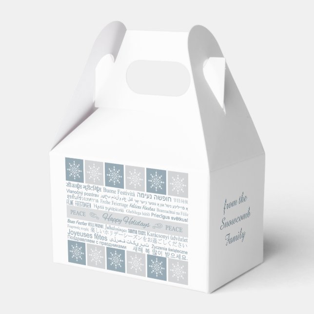 Mehrsprachiges Feld "Happy Holidays" für benutzerd Geschenkschachtel (Vorderseite)