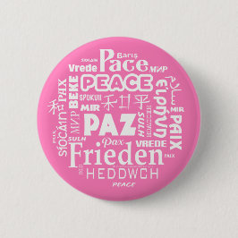 Mehrsprachiges rosa FriedensAbzeichen Button