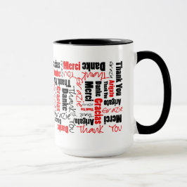 Mehrsprachiges Rotes Schwarzes Vielen Dank Typogra Tasse