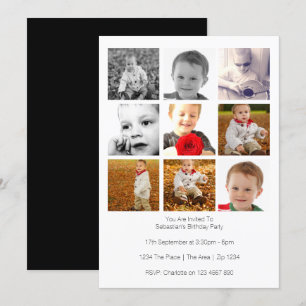 Mehrzweck-Vorlage mit neun personalisierten Fotos Einladung