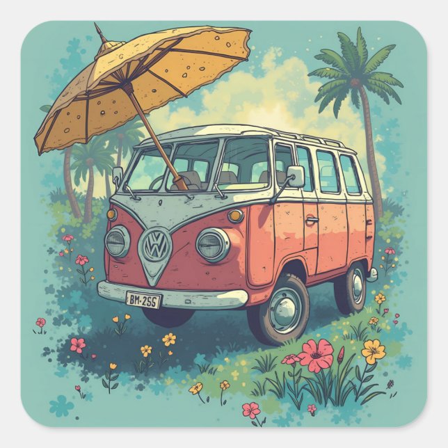 Mehrzweckfahrzeug Quadratischer Aufkleber (Vorderseite)