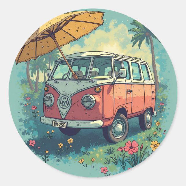 Mehrzweckfahrzeug Runder Aufkleber (Vorderseite)