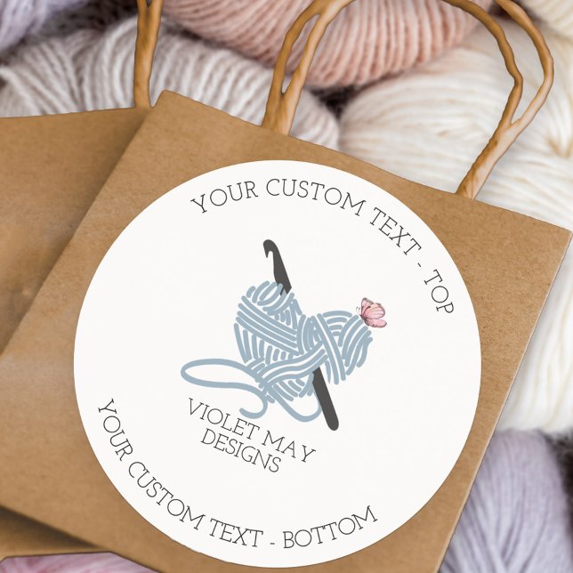 Mehrzweckhaken und Garne aus Pastel Runder Aufkleber (Custom labels for crochet products and gifts)