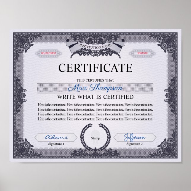 Mehrzweckzertifikat Poster (Vorne)