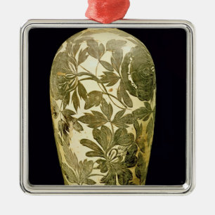 Mei P'ing Vase mit einer schwarzen Ornament Aus Metall