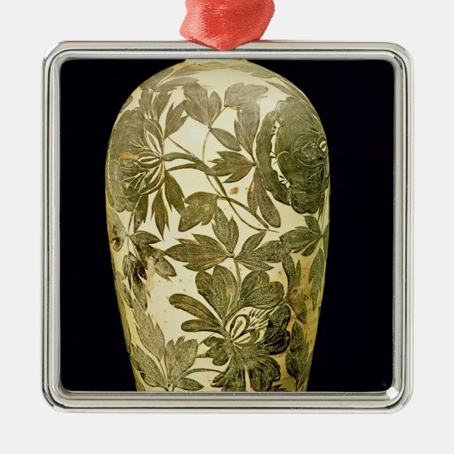 Mei P'ing Vase mit einer schwarzen Ornament Aus Metall (Vorne)