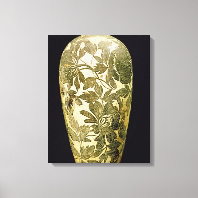 Mei P'ing Vase mit schwarzer Blumendekoration Leinwanddruck (Vorderseite)
