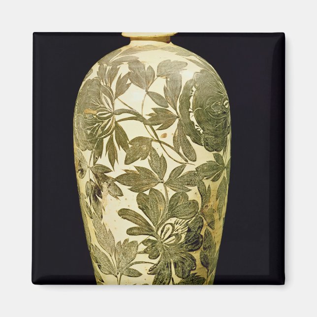 Mei P'ing Vase mit schwarzer Blumendekoration Magnet (Vorne)