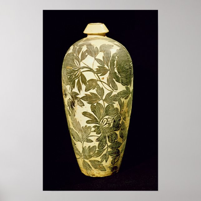 Mei P'ing Vase mit schwarzer Blumendekoration Poster (Vorne)